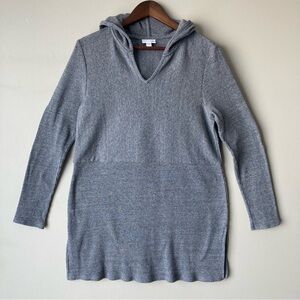 J. Jill Gray V-Neck Hooded Tunic Cotton-Poly Sweater Top Medium